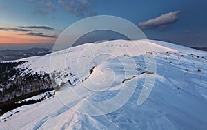 Panorama of winter mountain, Slovakia frozen landscape