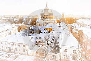 Panorama of the winter Tallinn of Estonia