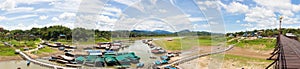 Panorama wooden bridges and water