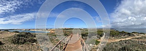 Panorama from a wooden walking path around Sagres