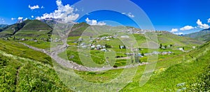 Panorama of Xinaliq Khinalug village, Azerbaij