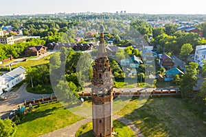 Panorama of Yaroslavl from a height and Church of St. John Chrysostom Yaroslavl against the blue sky in summer