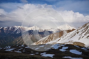 Panorama of Zailiyskiy Alatau mountain ridge, Kazakhstan