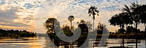 Panorama of the Zambeze river at sunset Zambia