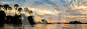 Panorama of the Zambeze river at sunset Zambia