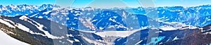 Panorama of Zeller See valley and Alpine range, Zell am See, Austria