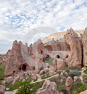 Panorama of Zelve valley in Cappadocia, Turkey