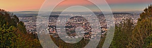 Panorama of Zurich city and lake from Uetliberg mountain in Switzerland