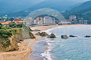 Panoramac view of beach in Bakio.