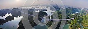 The panoramagram of Hongfen Lake Bridge