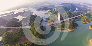 The panoramagram of Hongfen Lake Bridge