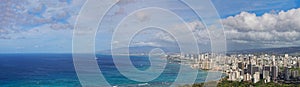 Panoramamic view of downtown Honolulu and Waikiki, Oahu, Hawaii