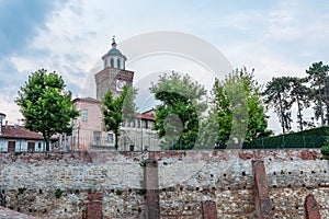 Panoramas of the city of Busca during sunset and in the blue hour photo