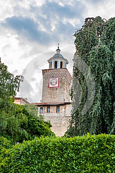 Panoramas of the city of Busca during sunset and in the blue hour photo