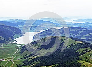 Panoramas from the peaks Diethelm and Turner situated between the Sihltal and Wagital Waegital or WÃ¤gital valleys, Studen