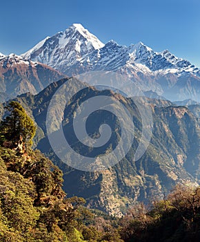 Panoramatic view from Jaljala pass of Dhaulagiri