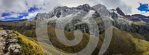 Panoramatic view of mountains of Cordillera Blanca in Peru