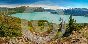 Panoramatic view of Skilak lake in Kenai peninsula in Alaska