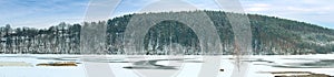 Panoramatic view to winter dam in Rimov on river Malse