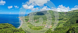 Panoramaview of Fajazinha, Faja Grande, Flores Island, Azores archipelago, Portugal