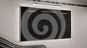 Panoramic 2:1 glowing billboard on underground wall Mockup. Hoarding advertising on train station wall 3D rendering