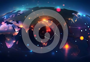 Panoramic abstract dot and triangle connection background