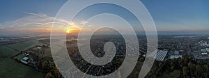 Panoramic Aerial Houses Residential British England Drone Above View Summer Blue Sky Estate Agent Morning Sunrise House Prices