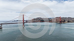 panoramic aerial landscape view of San Francisco Bay Area with Golden Gate Bridge