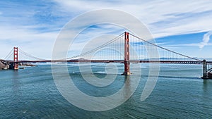 panoramic aerial landscape view of San Francisco Bay Area with Golden Gate Bridge