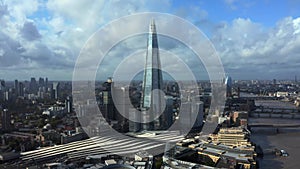 Panoramic aerial skyline view of Bank and financial district of London