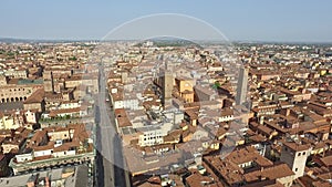 Panoramic aerial view from Asinelli tower in Bologna