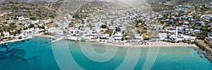 Panoramic aerial view of the bay and beach at Kini, Siros island photo