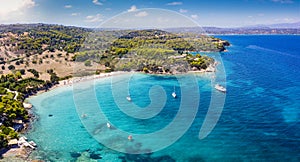 Panoramic aerial view of the beach Koounoupi, Peloponnese, Greece