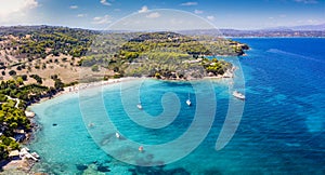 Panoramic aerial view of the beach Koounoupi, Peloponnese, Greece photo