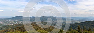 Panoramic aerial view of Beskid mountains