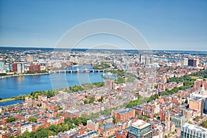 Panoramic aerial view of Boston from Prudential Tower