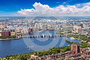 Panoramic aerial view of Boston, USA photo