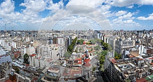 Panoramic Aerial view of Buenos Aires and Plaza Congreso - Buenos Aires, Argentina