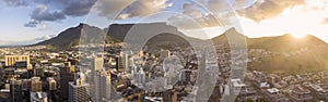 Panoramic Aerial View of Cape Town at Sunset