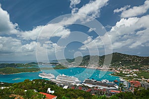 Panoramic aerial view on caribbean island