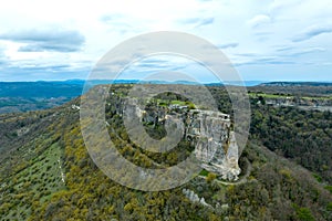 Panoramic aerial view of cave city Mangup-Kale, near the city of Bakhchisarai, Crimea photo