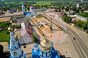 Panoramic aerial view of the central square of the city of Maloyaroslavets