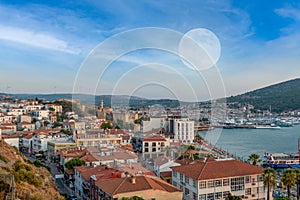 Panoramic aerial view of Cesme City, Izmir, Turkey