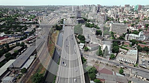 Panoramic aerial view of city