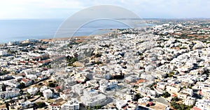 Panoramic aerial view at the city on the island and the blue sea and clear sky