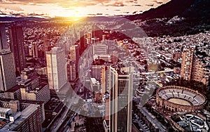 Panoramic aerial view of downtown Bogota Colombia A photo