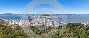 Panoramic Aerial view of Dowtown Florianopolis City in Florianopolis, Santa Catarina, Brazil