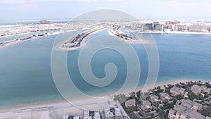 Panoramic aerial view of Dubai Palm Jumeirah Island, United Arab Emirates