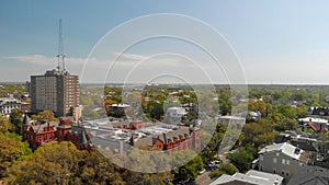Panoramic aerial view of Forsyth Park in Savannah