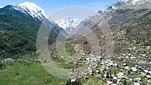 Panoramic Aerial View Of French Alps and Villages